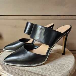 BCBGeneration Hilary Pump , Black With Silver Metal Trim 7.5